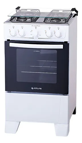 Fogão de chão Atlas Coliseum Plus A Gás 4 boca com Mesa de Inox 50 Litros