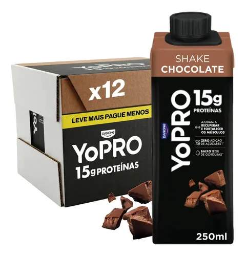 YoPRO Bebida Láctea Uht Chocolate 15g de proteínas 250ml - 12 unidades