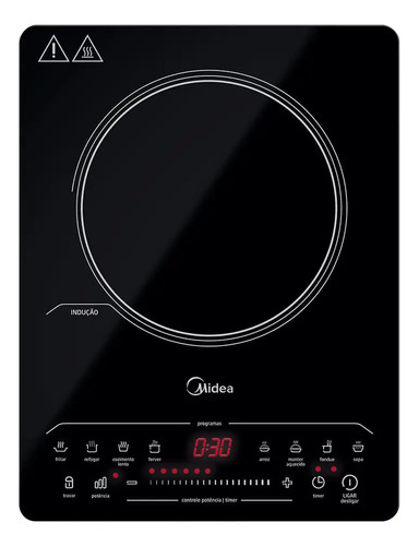 Cooktop De Indução Portátil 1 Boca Midea Cyad12 Preto