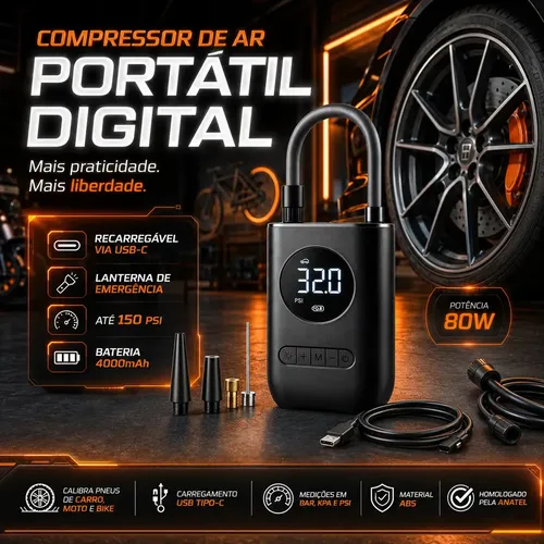 Compressor Calibrador de Ar Digital Mini Portátil