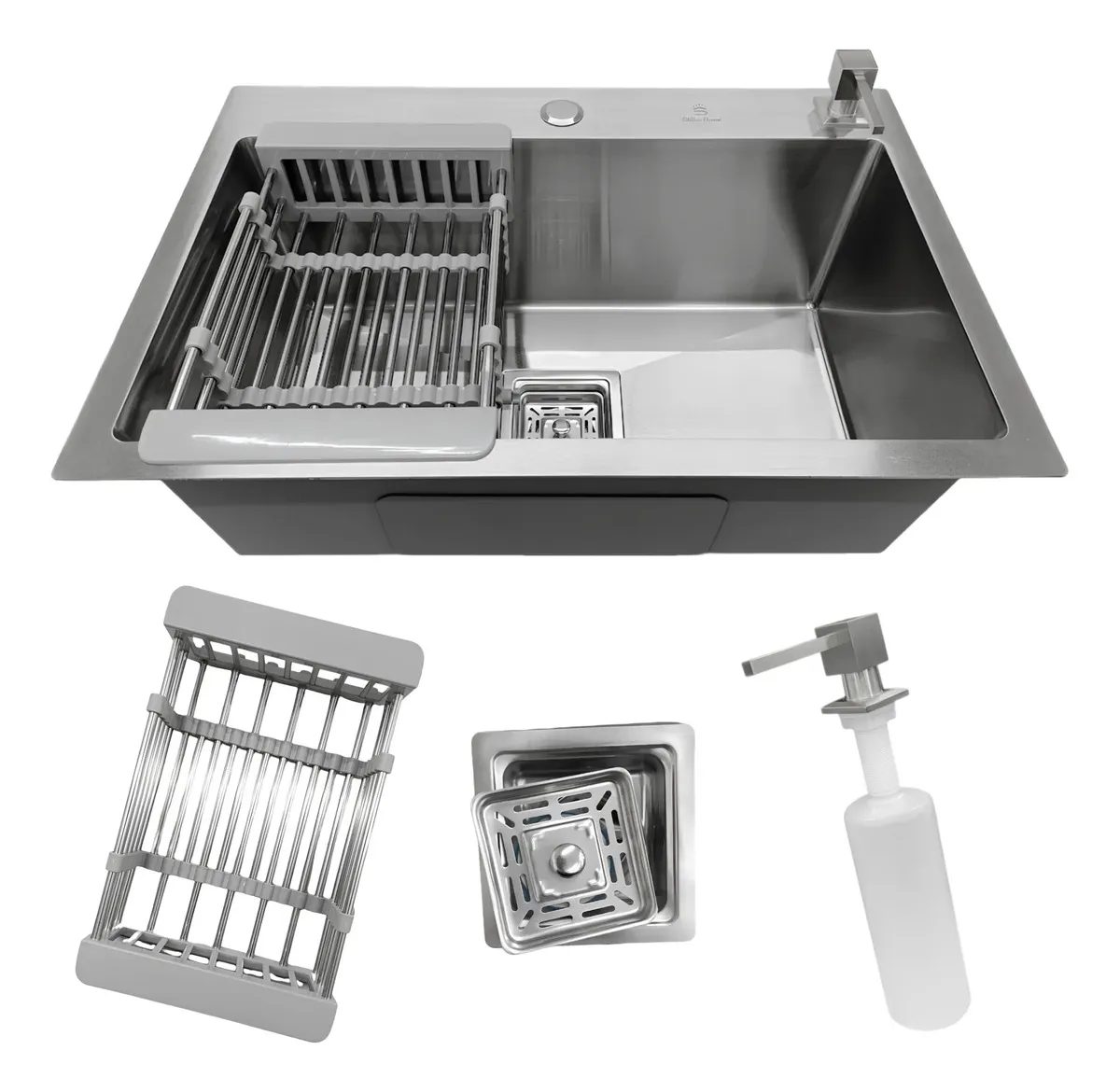 Cuba Pia Cozinha Gourmet Quadrada Aço Inox 304 Escovada 60x40cm com Acessórios Stillus Hom