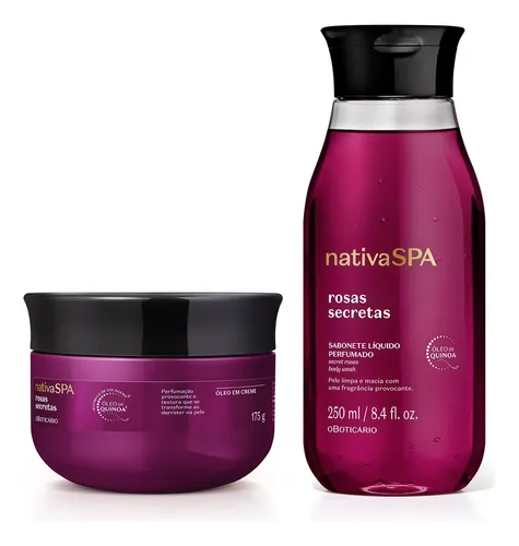 Combo Nativa Spa Rosas Secretas: Sabonete Líquido 250ml + Óleo em creme 175g