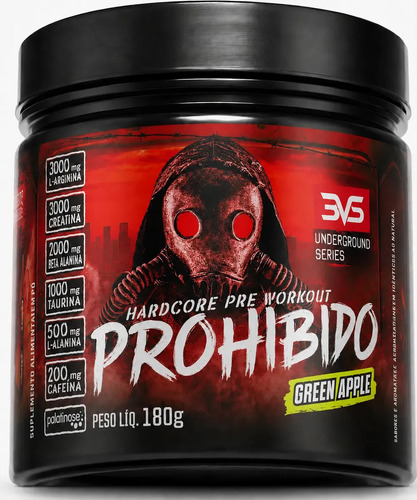 PRÉ TREINO PROHIBIDO 180g Sabor Green Apple