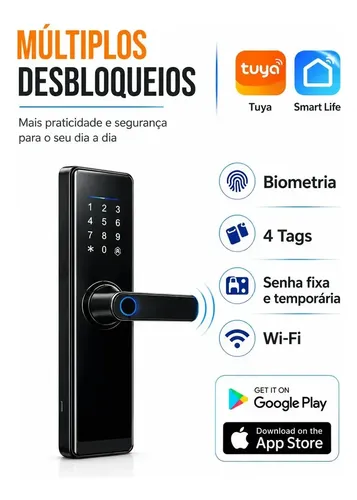 Fechadura Digital Inteligente Cartão Senha Biometria Wifi
