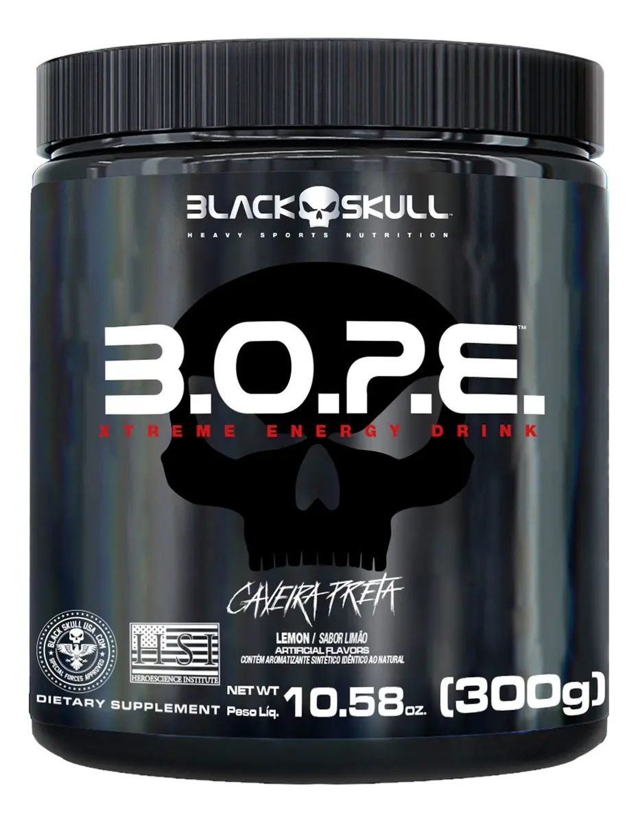 Black Skull Pré Treino B.O.P.E. Sabor Limão em pó x 300g