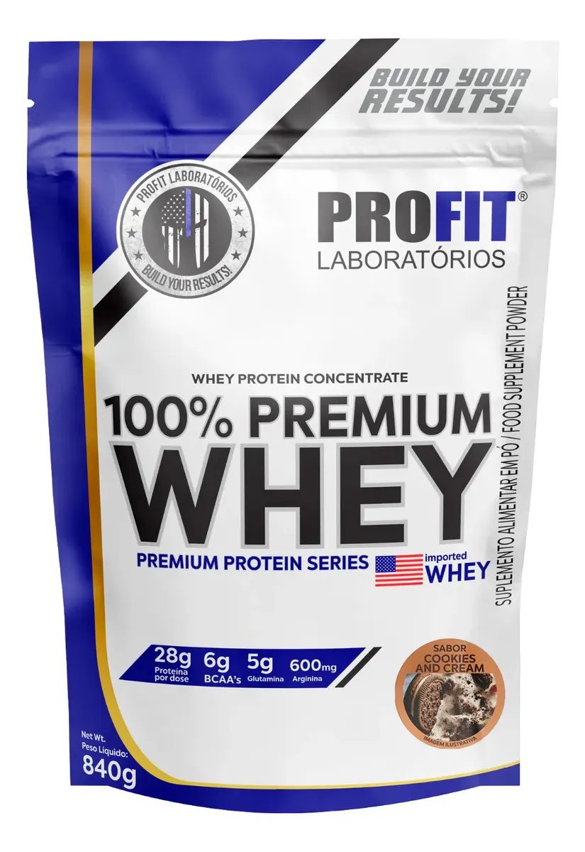 Whey Protein 100% Concentrado 840g Profit Sabor Cookies
