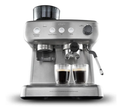 Cafeteira Espresso Oster Perfect Brew 15 barras C/molino Color Plateado