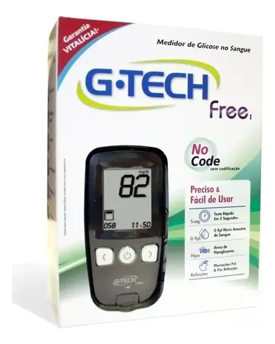 Kit Medidor de Glicose G-Tech Free com Lancetador e 10 Tiras