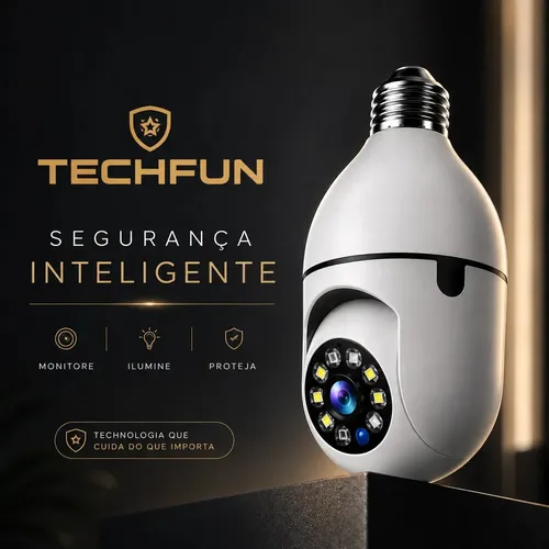 Câmera de Segurança Lâmpada Techfun Wi-Fi PTZ 1080p