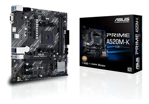 🔥 Placa-mãe Asus para AMD AM4 Prime A520M-K 2xDDR4 mATX - 90MB1500-M0EAY0