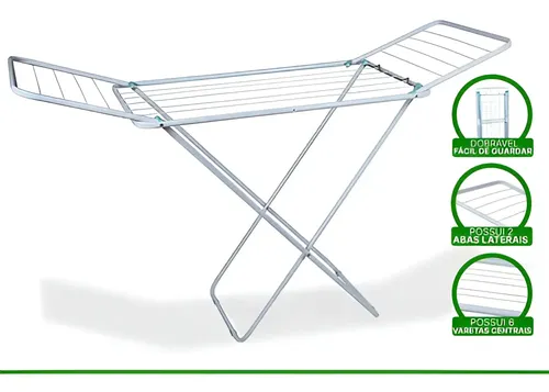 Varal de chão reforçado com abas dobrável retrátil slim Mor