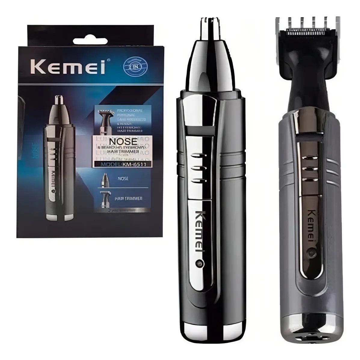 Aparador de Pelos Kemei KM-6511 Nariz Orelhas Sem Fio Preto