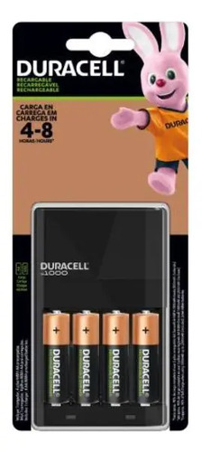 ✅ Carregador Duracell com 4 Pilhas