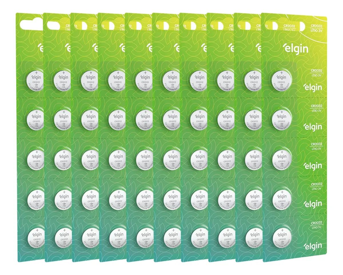 Kit 50 Pilhas Moeda Elgin CR2032