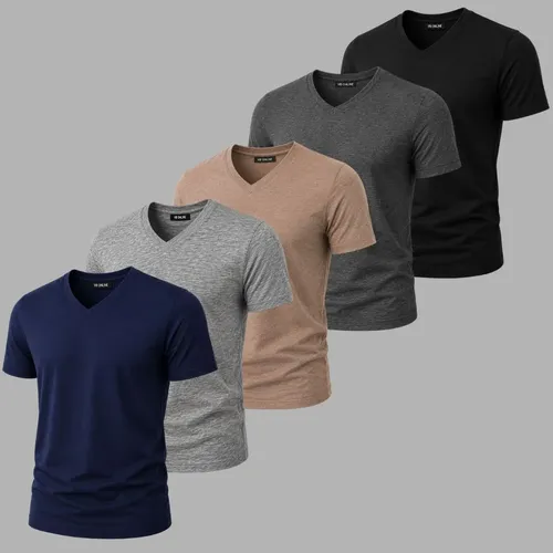 ✅ Kit 5 Camisetas Masculinas Gola V