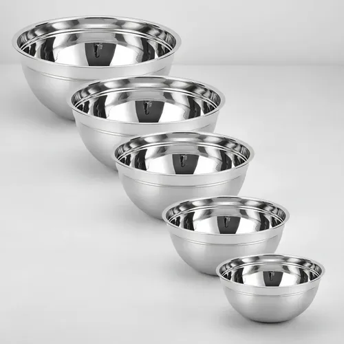 Kit Com 5 Tigelas Bowls Em Aço Inox