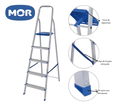 ✅ Mor Escada Alumínio 5 Degraus