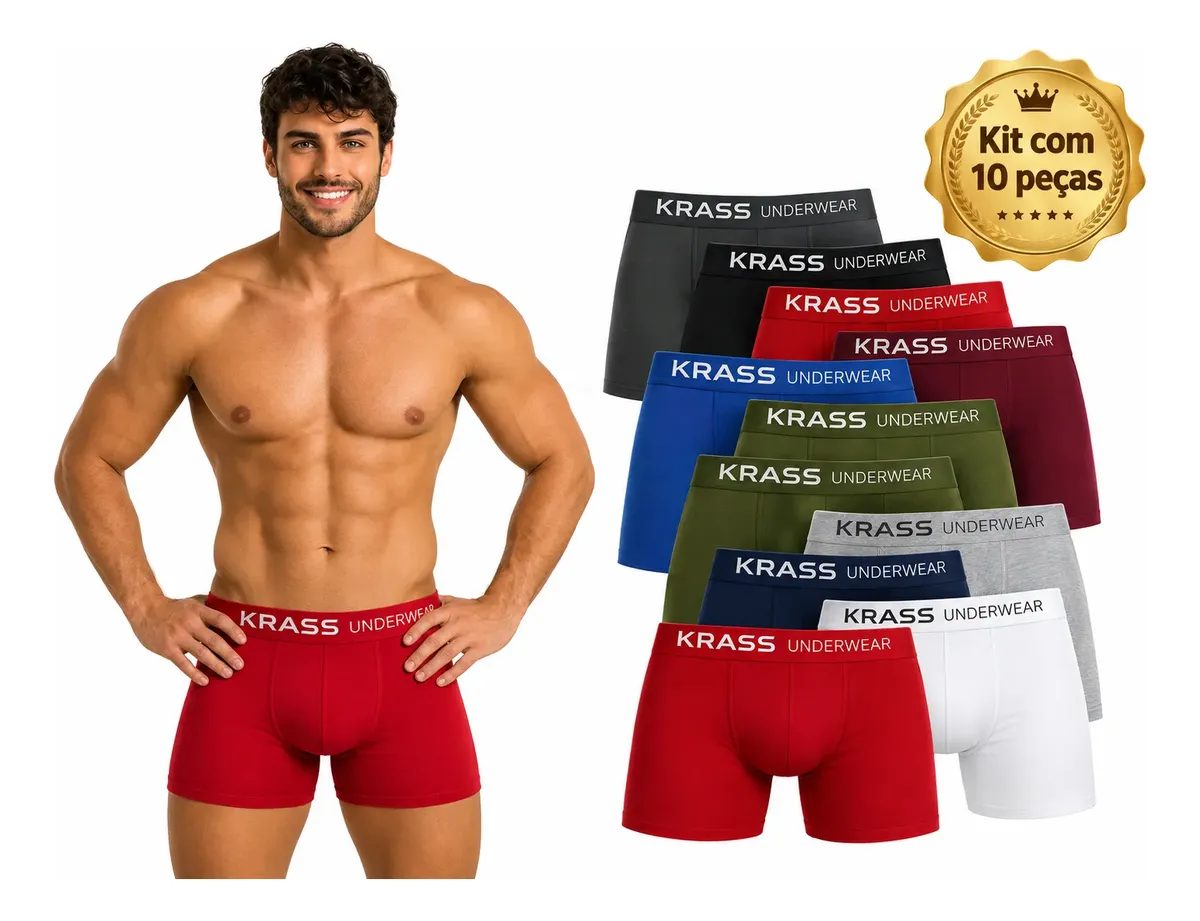 Kit 10 Cuecas Boxer Microfibra Krass