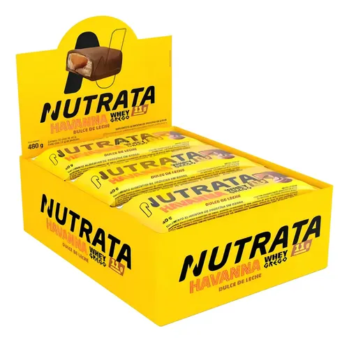 Barra de Proteína Nutrata Whey Grego Havanna de Doce de Leite - Kit 12 Uni