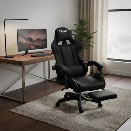 Cadeira de Escritório Gamer NSX Ergonômica Reclinável Giratória estofado Couro Sintético P