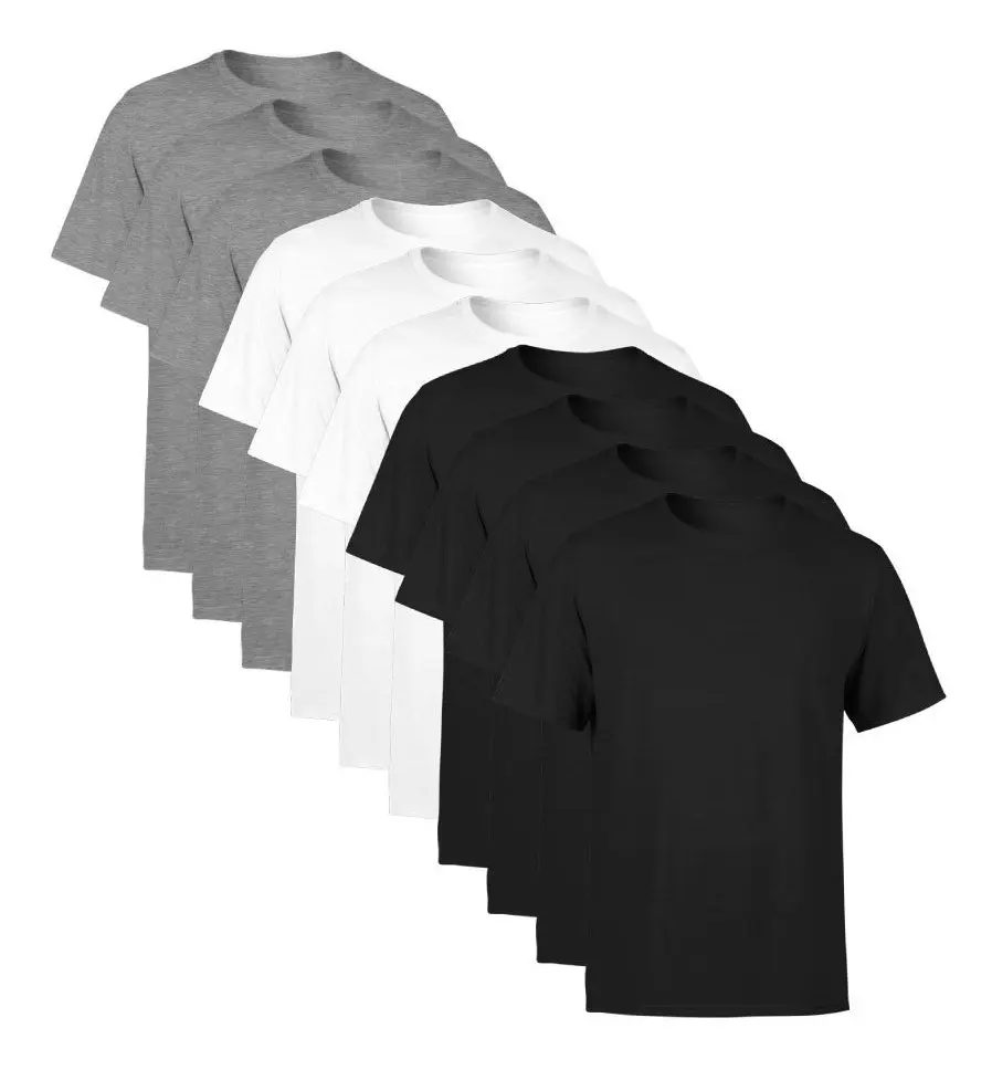 Kit com 10 Camisetas Básica Lisa Algodão