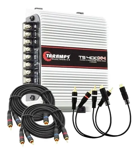 Amplificador Taramps TS400 com Kit RCA e Y Para a Instalação