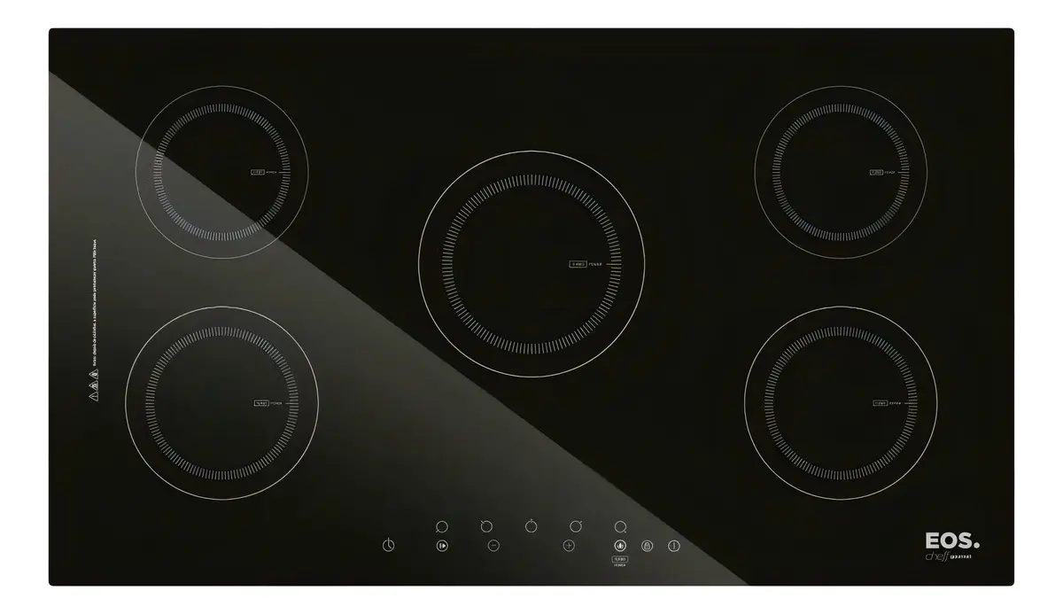Cooktop de Indução Cinco Bocas EOS 90cm Preto 9500W (ECI05EP)