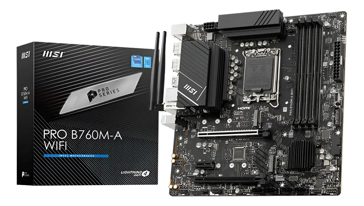 Placa Mãe Msi Pro B760m-a Wifi Lga 1700 Dddr5 Cor Preto