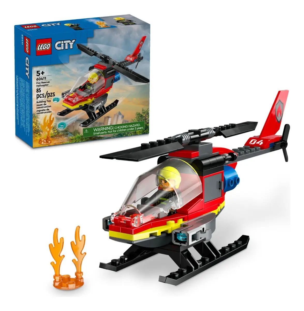 LEGO City Helicóptero Dos Bombeiros Com 85 Peças