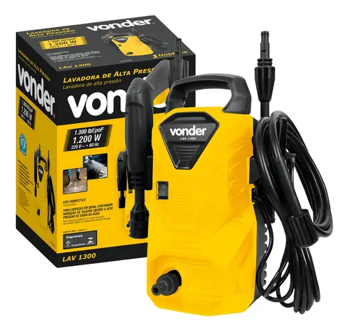 Lavadora de alta pressão Vonder Leve LAV1300 amarela e preta de 1200W