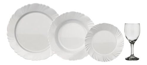 Conjunto Jantar Nadir Opaline Branco 16 Peças Vidro Temperado