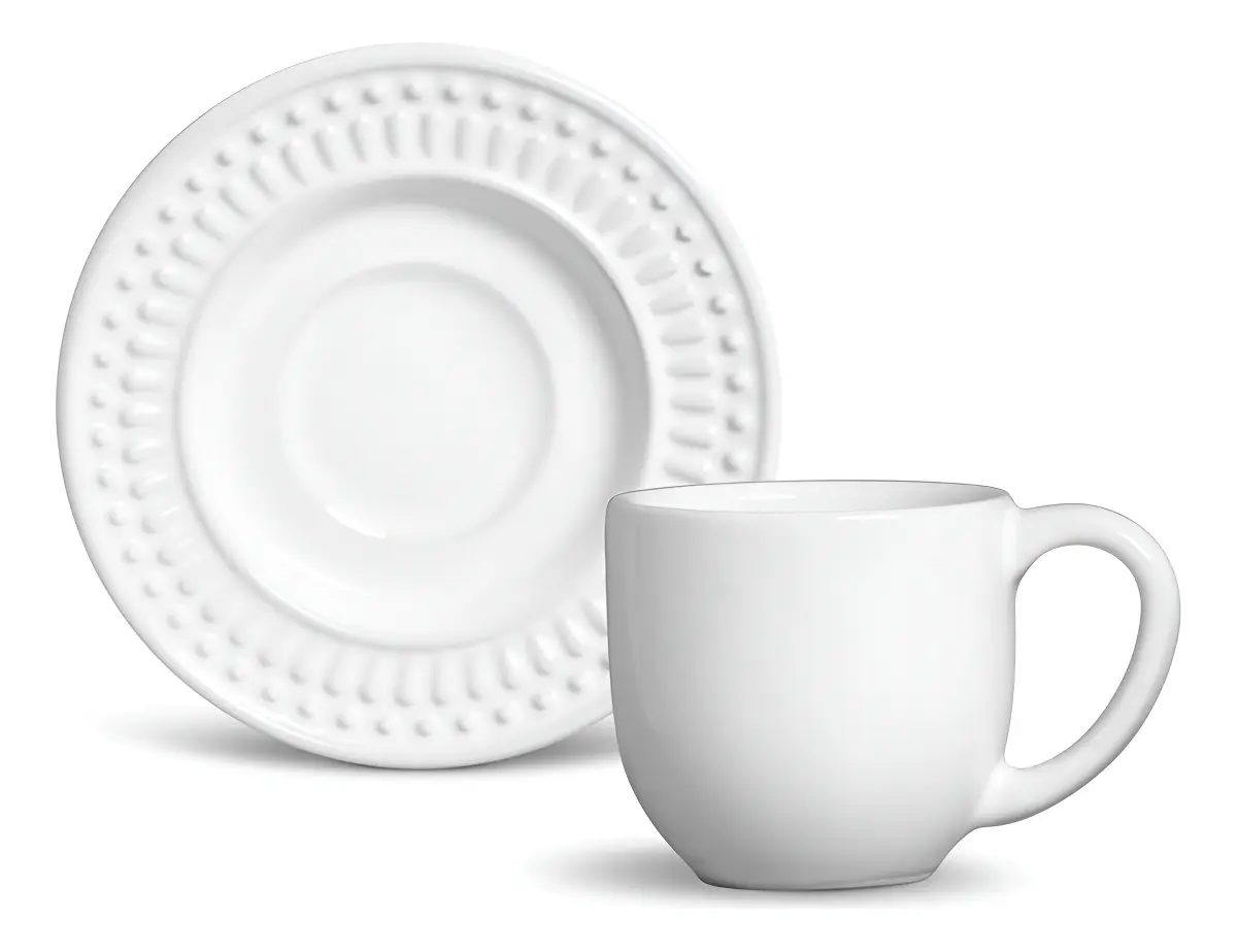 Jogo de Café Porto Brasil Cerâmica 12 Peças Branco 72ml