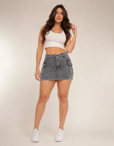 Saia Cargo Feminina Com Elastano Levanta Bumbum Cintura Alta