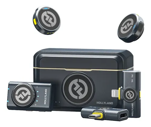 🔥Microfone Lapela Hollyland Lark M2 Combo Duplo USB-C, Lightning e Camera preto