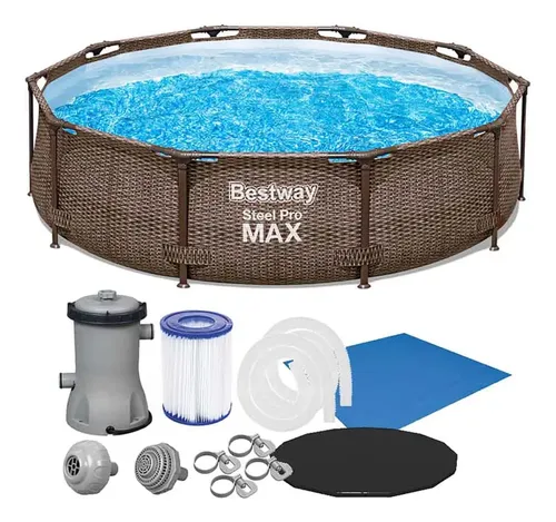 Piscina Estrutural 4.678l Deluxe Rattan Completa Bestway Cor Marrom Bomba 110V