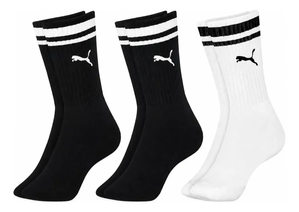Kit com 3 Pares de Meias Puma Cano Alto Longo
