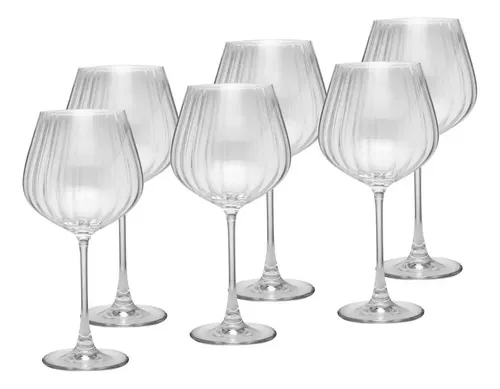 Cj 6 Taças De Vinho De Cristal Columba Optic 640ml - Wolff