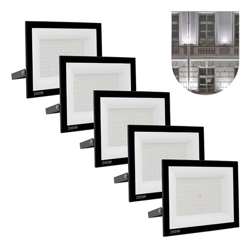 ✅ Kit 5 Refletores LED Slim 200W