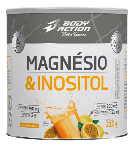 Magnésio E Inositol 210g Bodyaction Sabor Maracujá