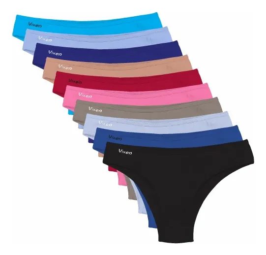 Kit com 10 Calcinhas Tanga Lisa Algodão