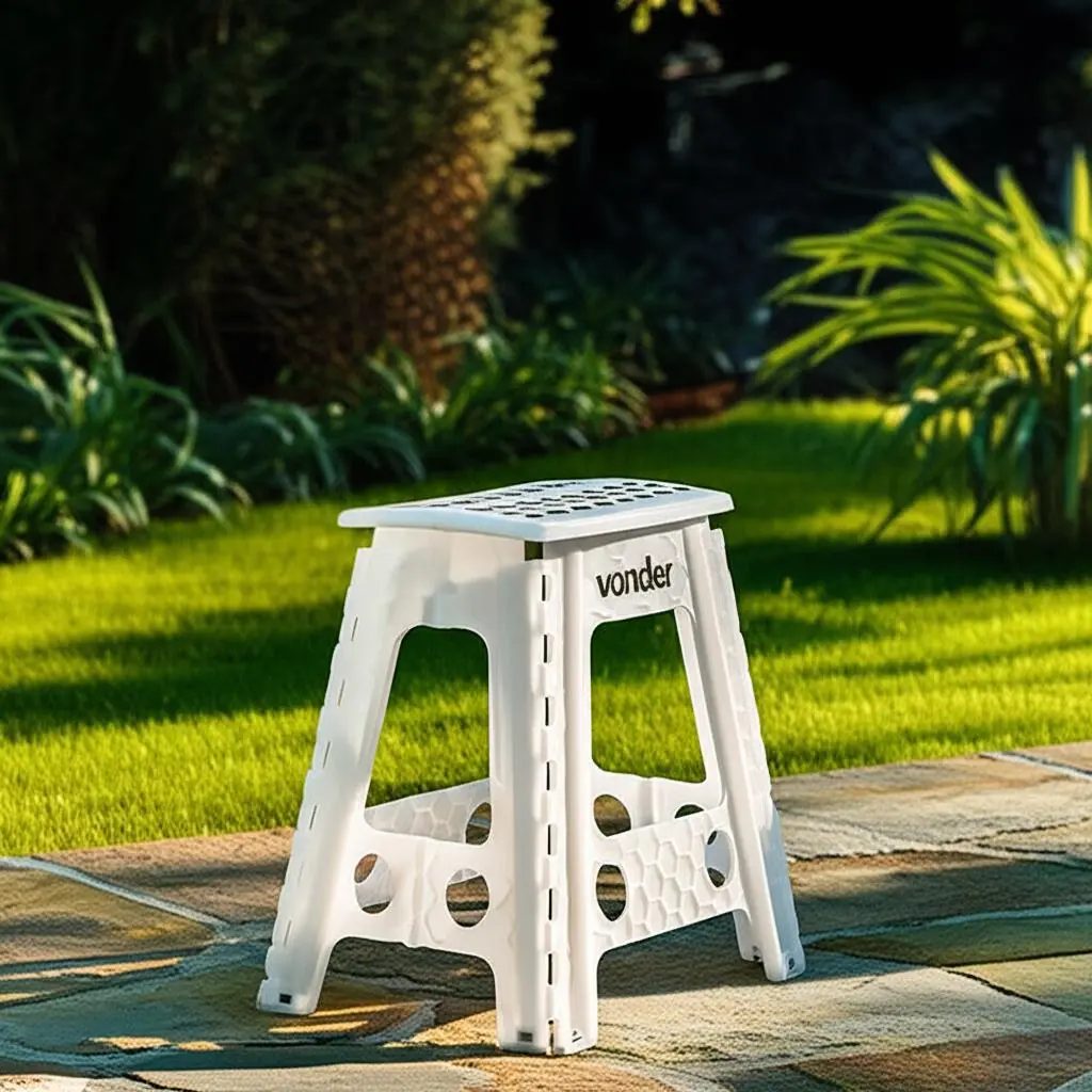 Banqueta Plástica Dobrável Vonder 450mm 150kg Antiderrapante