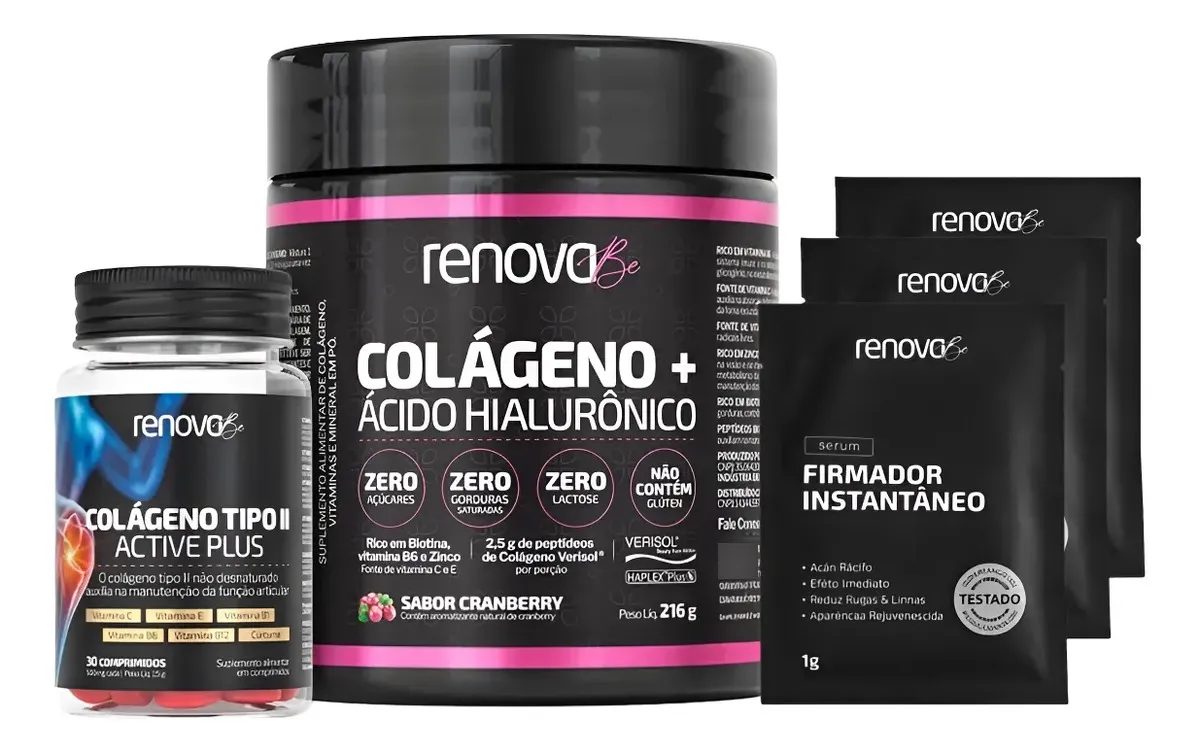 Kit Colágeno Tipo 1 Verisol Pele + Tipo 2 Ossos Renova Be
