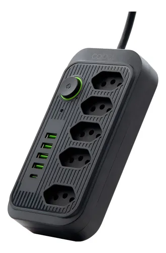Extensão Coibeu 5 Tomadas 2m 4 Usb Bivolt