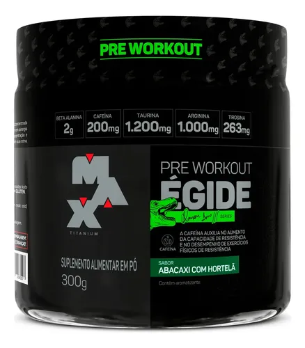 Pré Treino Égide 300g, Abacaxi Com Hortelã - Max Titanium