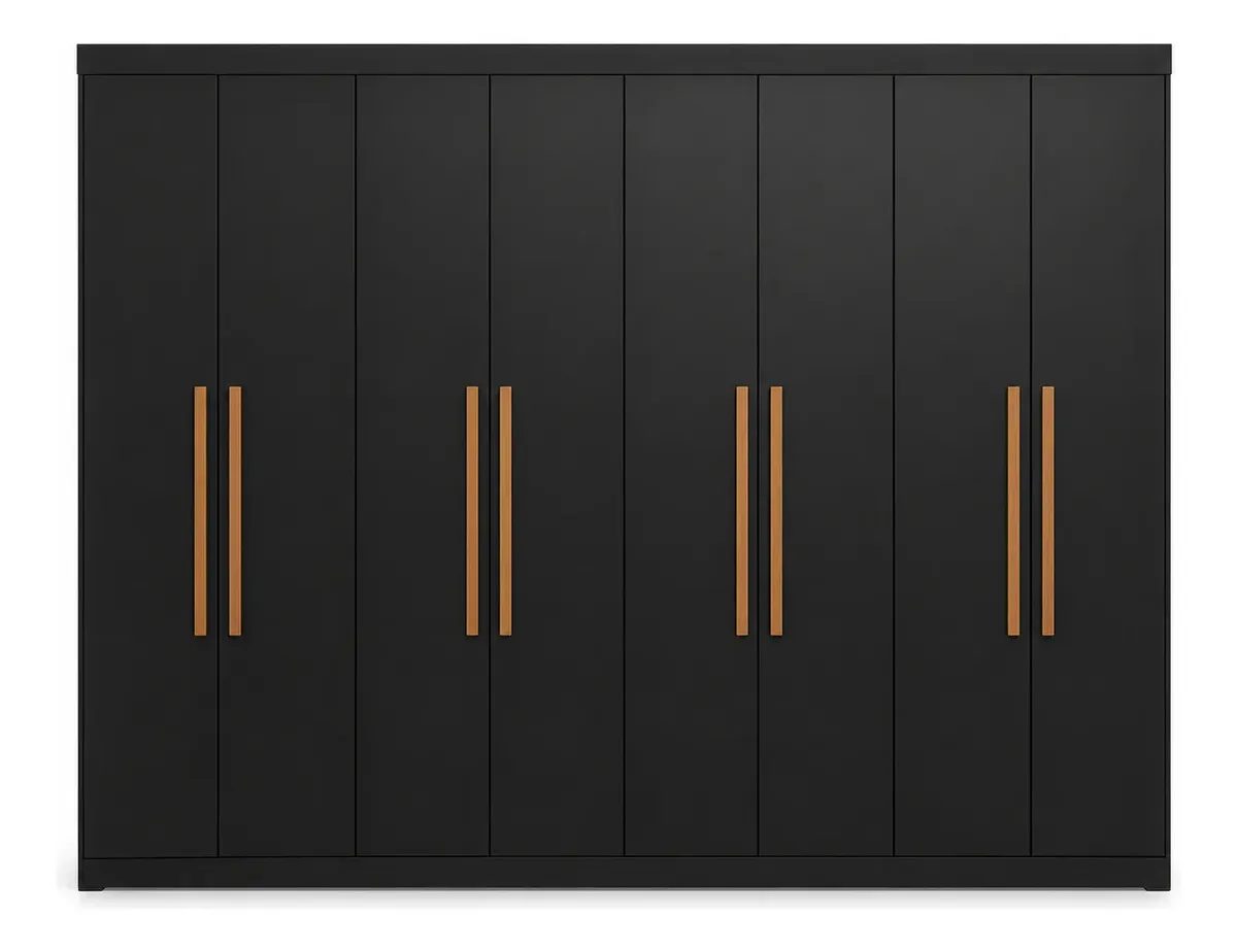 Guarda Roupa Casal 8 Portas Preto Espresso Móveis 4 Gavetas MDF