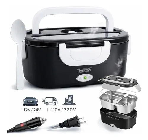 Marmita Elétrica Preta Bivolt Portátil Doméstica 110/220v Veicular 12/24v Lancheira 1.5l C