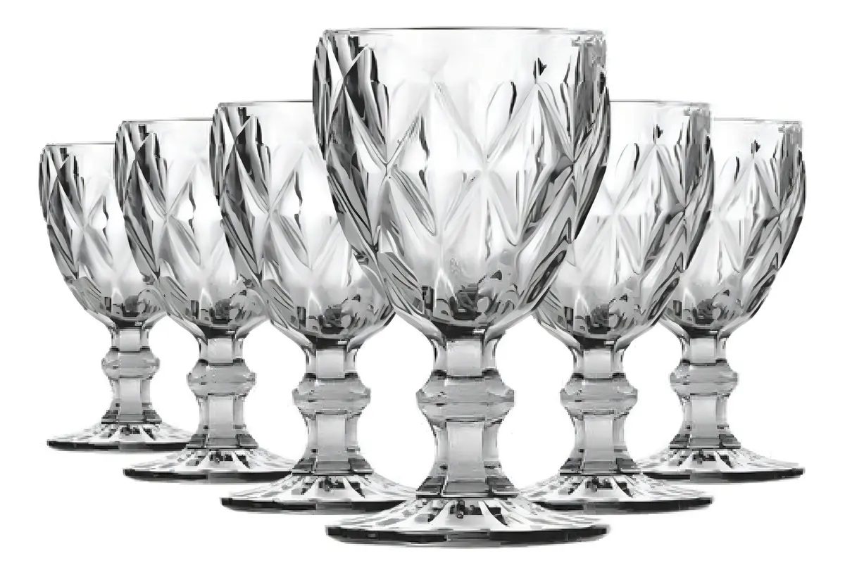 Jogo De Taças Bela Flor Vidro Diamond 330ml C/6