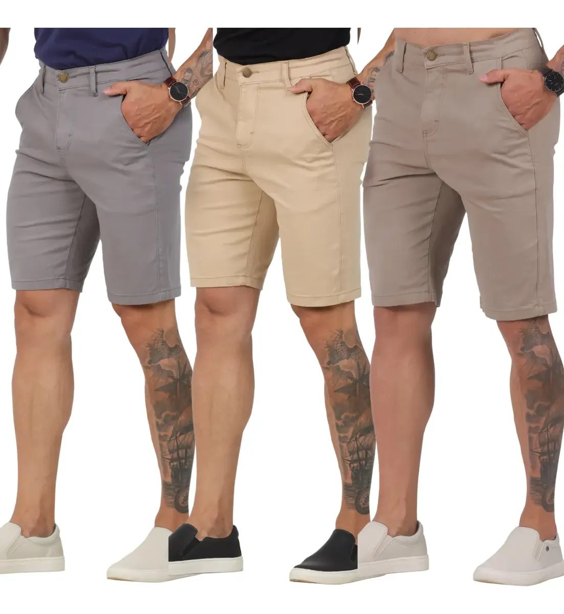 Kit 3 Bermudas Masculinas Sarja