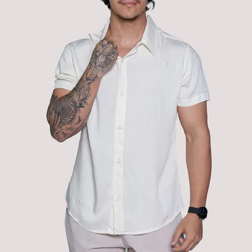 Camisa De Linho Manga Curta (6 cores)