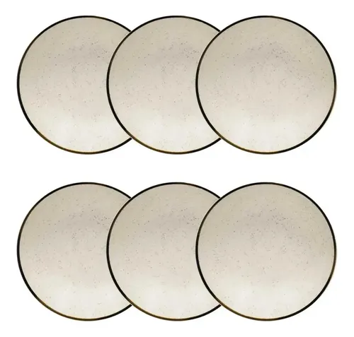Jogo 6 Pratos Fundos Rustico Brisa 20,5cm Oxford Porcelanas